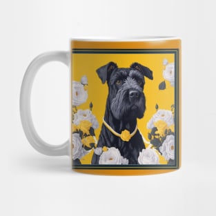 Dogs, giant schnauzer and flowers, dog, style vector (yellow version giant schnauzer) Mug